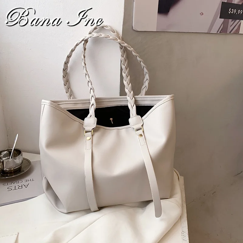 Женские большие сумки для покупок тоуты женщин тканые на ремне через плечо