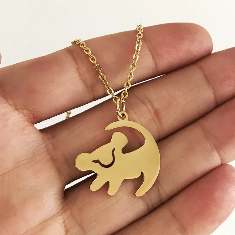 Серебряное золото из нержавеющей стали лев Король кулон ожерелье лучший подарок на день рождения женские ювелирные изделия