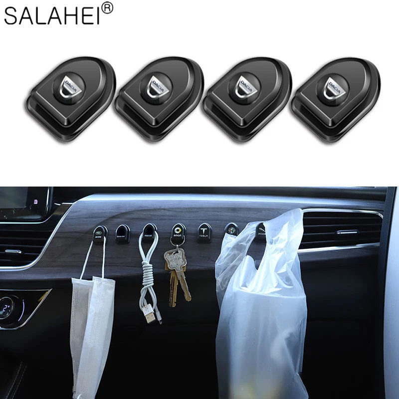 

4Pcs Car Hook Organizer Storage For USB Cable Headphone Storage Self Adhesive For Dacia Lodgy 2 Mcv Sandero Duster Logan Sandero