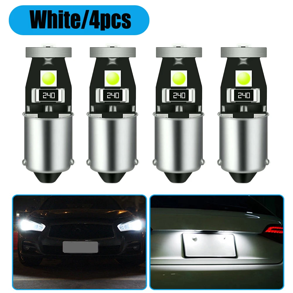 

4pcs Withe Ice Blue LED BA9S T11 T4W 3030 Car Interior Lights Kit License Plate Light Dome Map Side Lamp CANBUS Bulbs Universal