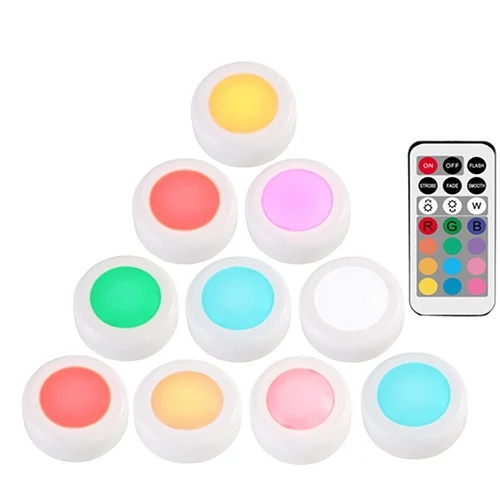 1remote 10 lamp 12 цветов RGBW светодиодный ночник беспроводной пульт дистанционного управления на батарейках сенсорный датчик под шкафом светильники для кухни настенный светильник - Цвет: 1remote 10 lamp