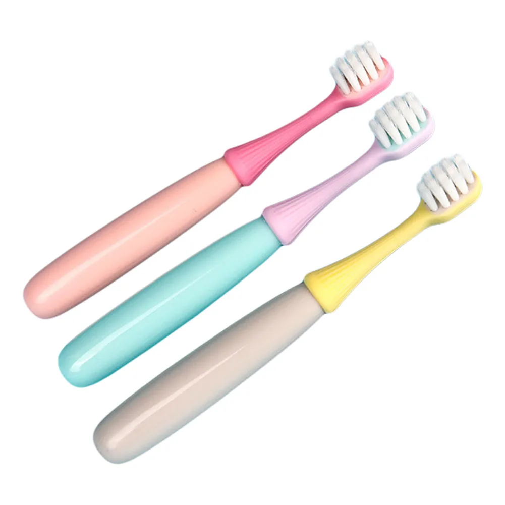 Cepillos de dientes suaves con forma de seta para ni&ntilde;os, suministros de limpieza Dental, cuidado bucal, 3 piezas-5