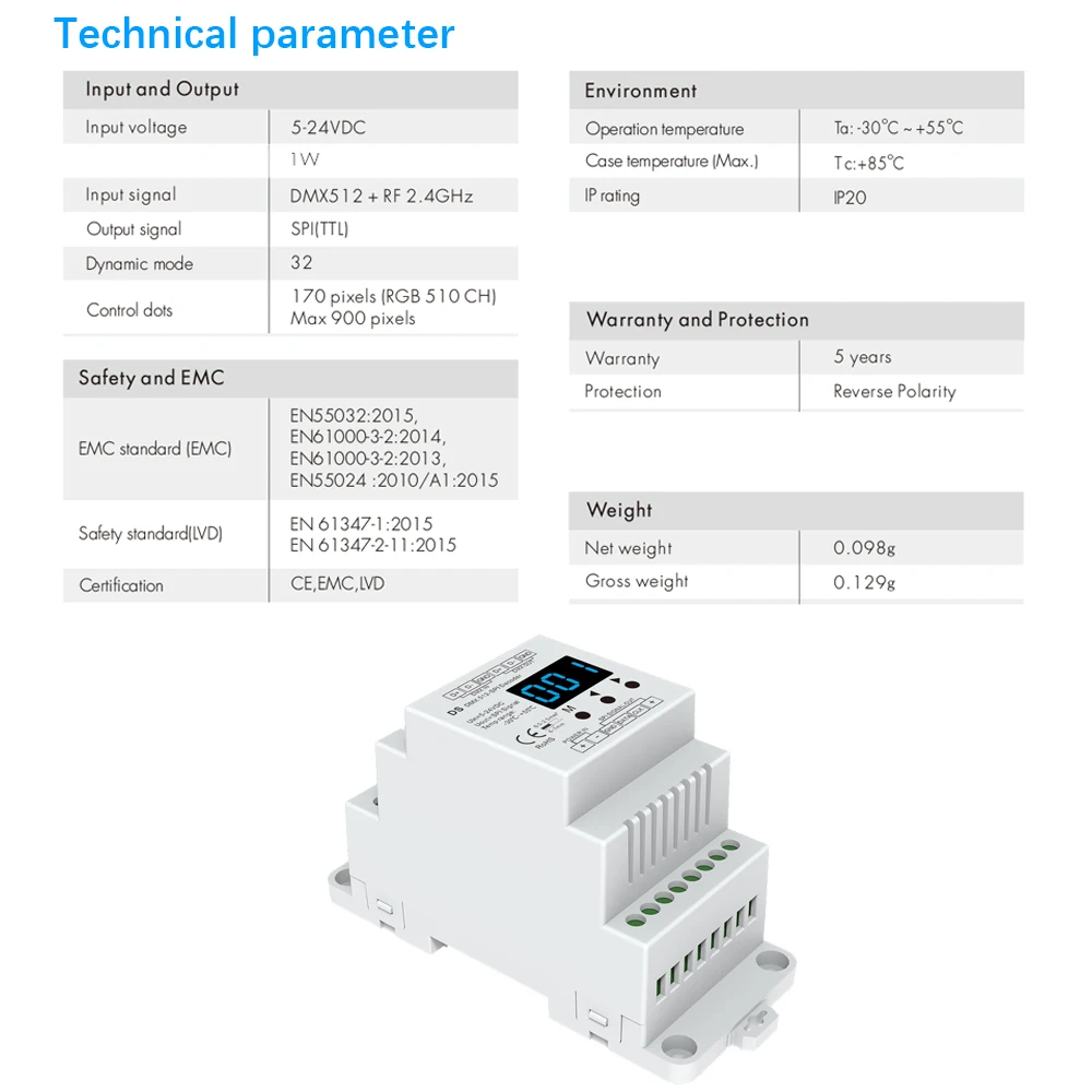 Преобразователь DMX512 в SPI декодер DMX 2 4G RF контроллер поддержка 6803/8806/2811/2812/2801 31 тип
