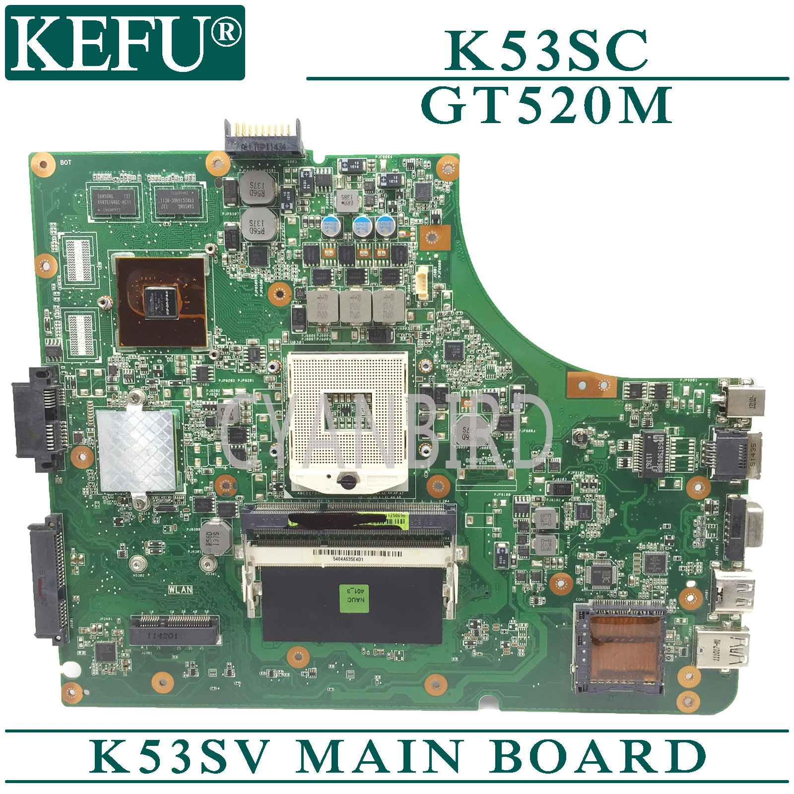 

KEFU K53SV original mainboard for ASUS K53SC K53SM with GT520M Laptop motherboard