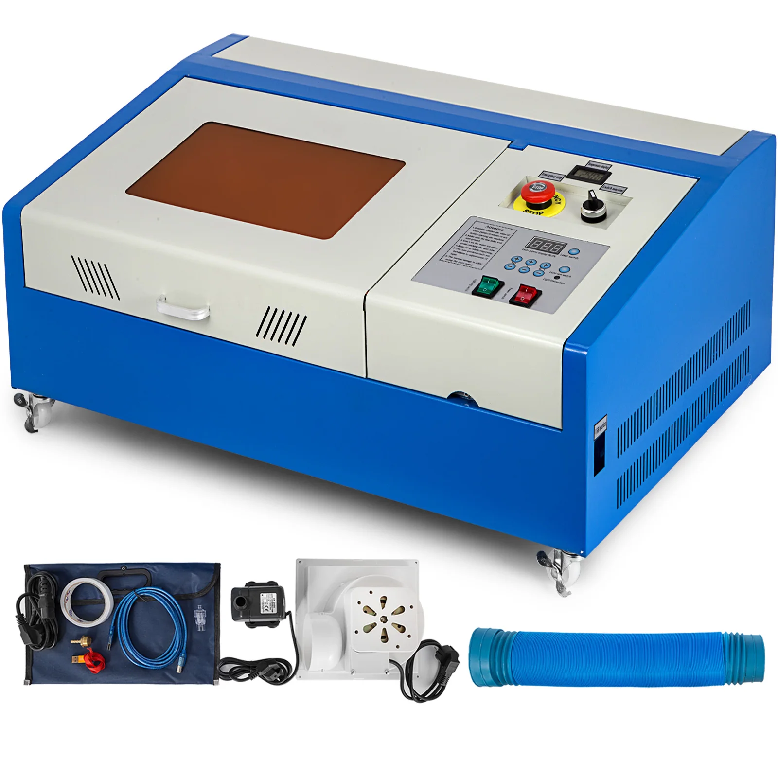 VEVOR Engraving Cutting Machine Upgraded 40W USB Cutter Engraver CO2 4 rotate Wheels Two LCD Display With Water Pump | Инструменты