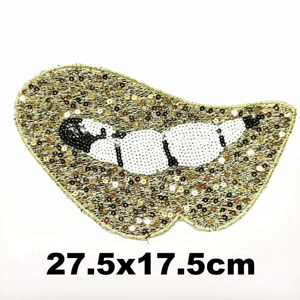 

Design large embroidery big lip mouth animal cartoon patches for clothing HE-3354