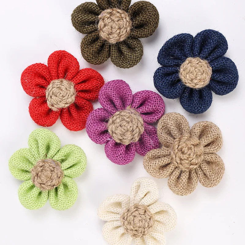 

1pc 8cm Natural Burlap Flowers for Crafts Party Christmas Wedding Decoration