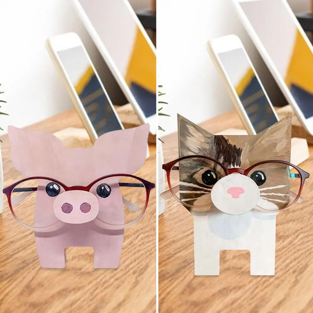 

Animal Eyeglass Holder Wooden Glasses Holder Stand Animal Cat Pig Creative Eyeglass Display Stands For Kids Adult Christmas H