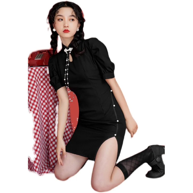 

Make spot black Chinese dress young girl temperament of restoring ancient ways improved summer dress