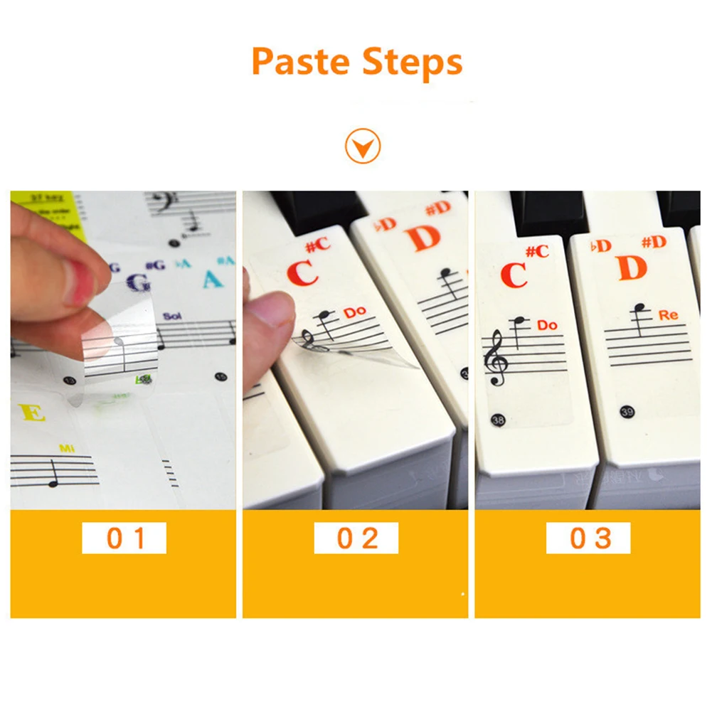 37/49/61/88 Цвет прозрачная в форме рояля Стикеры s электронная клавиатура ключ