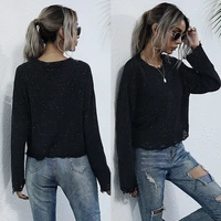 colorful spot black womens sweater short length top sexy style streetwear solid long sleeve knitted jumper autumn winter 2021