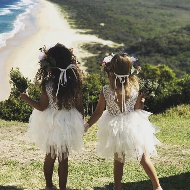 Летние платья для девочек коллекция 2018 года Одежда белое праздничное платье