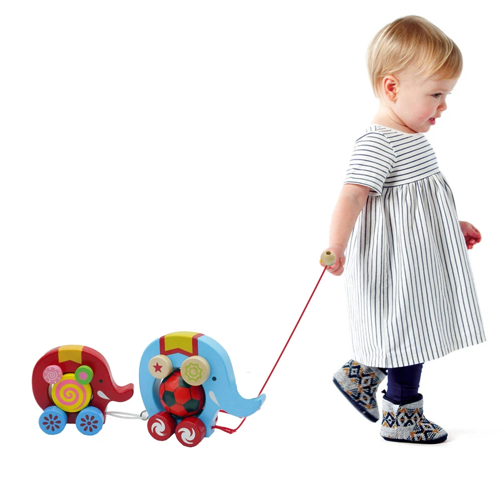 Креативный мультяшный слон деревянная игрушка тележка детская игра головоломка