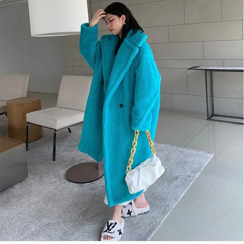 

Teddy Bear Coat for Women 2021 New Luxury Mid-Length Autumn and Winter 30% Real Wool Fur Coat