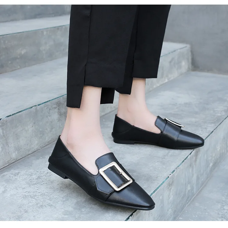 2020 Весенняя дизайнерская обувь женские слипоны кожаная с квадратным носком на