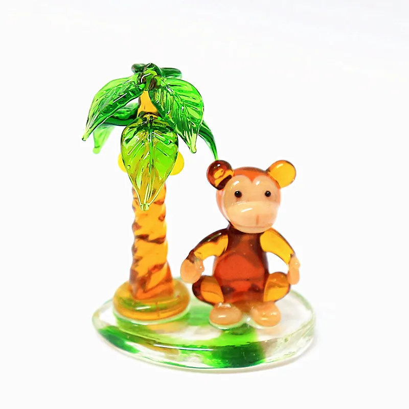 Minyatür cam maymun sanat heykelcik hindistan cevizi ağacı süsleme sevimli çocuklar için hediyeler hawaii tarzı ev masaüstü dekor aksesuarları