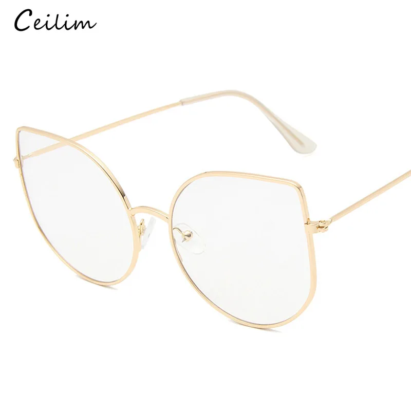 Большие прозрачные очки для женщин большая оправа очков кошачий глаз в стиле
