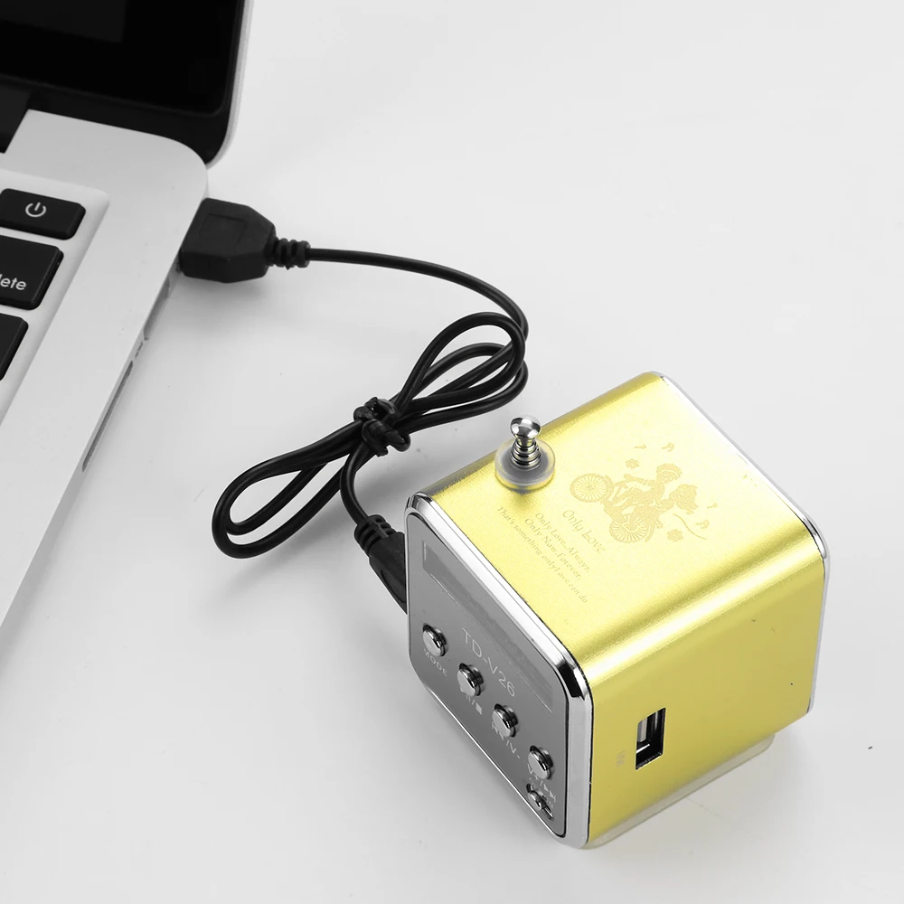 Портативный металлический беспроводной динамик FM музыкальный плеер Поддержка tf