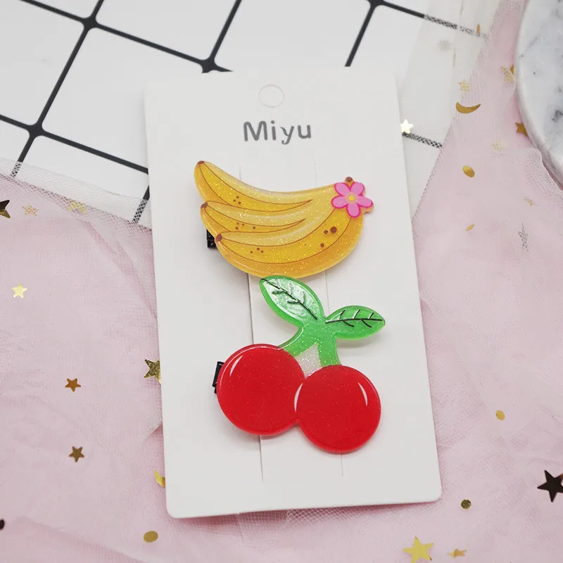 

2019 Ins 2Pcs/Set Baby Girls Fruit Princess Shiny Colorful Hair Clips Sweet Headwear Hair Accessories Hairpins Barrettes