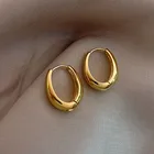 Классические гладкие металлические серьги-кольца из медного сплава, Новое поступление 2021, Модные металлические геометрические женские серьги-кольца для пожилых, ювелирные изделия