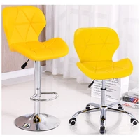 Quality Leisure Backrest Bar Chair Kitchen Brief Metal Frame PU Leather Seat Swivel Bar Stool For Pub Office Height Adjustable