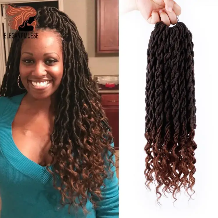 Элегантные Музы богемные вязанные косички Faux locs Curly вязанные волосы 18 дюймов 24 пряди Омбре косички для наращивания синтетические волосы
