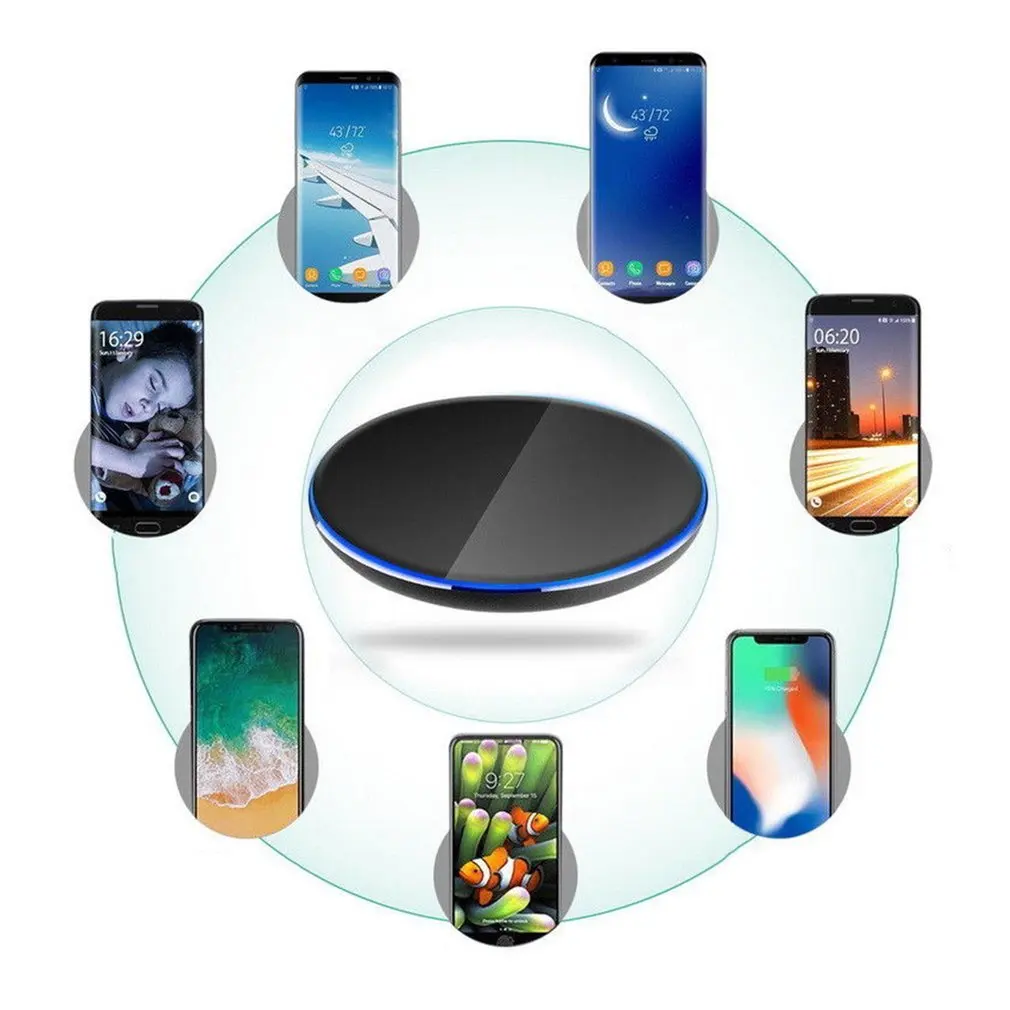 Qi беспроводной зарядное устройство Pad Быстрая зарядка ультра тонкий алюминиевый