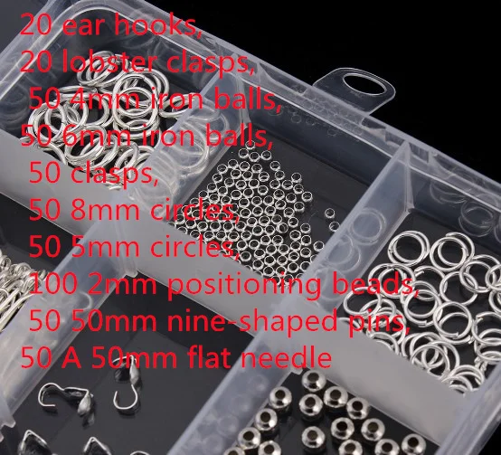 

Mixed Styles DIY Jewelry Findings Material Beads Cup Earring Hook Ring Hook Pin Box Sets For Jewelry Making Findings dgf4s