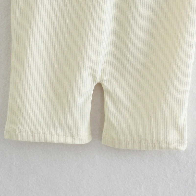 

Summer Women Zipper Slim Knitted Siamese Shorts Casual Lady Stand Collar Sleeveless Jumpsuits P2030