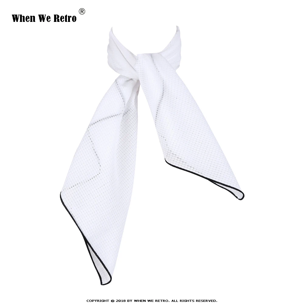 

When We Retro White Women Scarf Small Square Solid Color Collar Little Cravat Scarves 70*70cm Ladies Chiffon Handkerchief SD0017