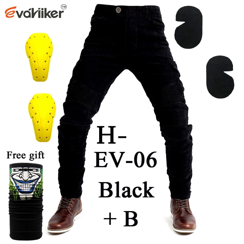 H-EV-06 Black B Дизайн мотоциклетные брюки мужские мото джинсы Защитное снаряжение для езды на велосипеде мотоциклетные брюки 718 штаны для мотокросса С Prote - Цвет: H-EV-06 Black B