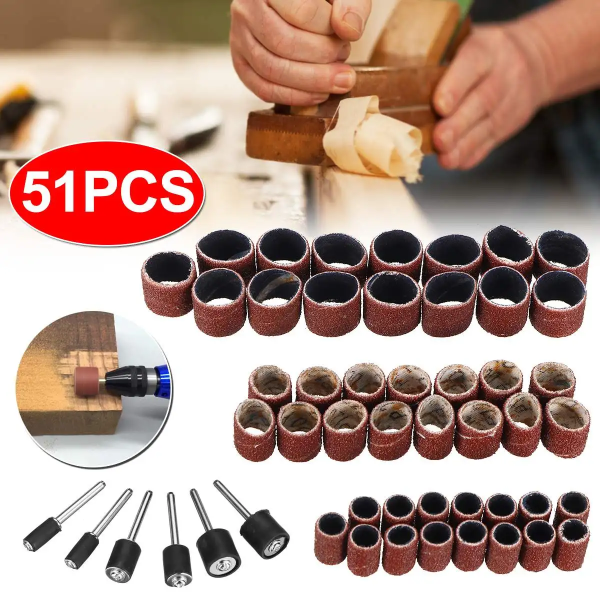 

50PCS 13mm Dremel Accessories Wool Felt Polishing Buffing Wheel Grinding Polishing Pad+2Pcs 3.2 mm Shanks for Dremel Tool