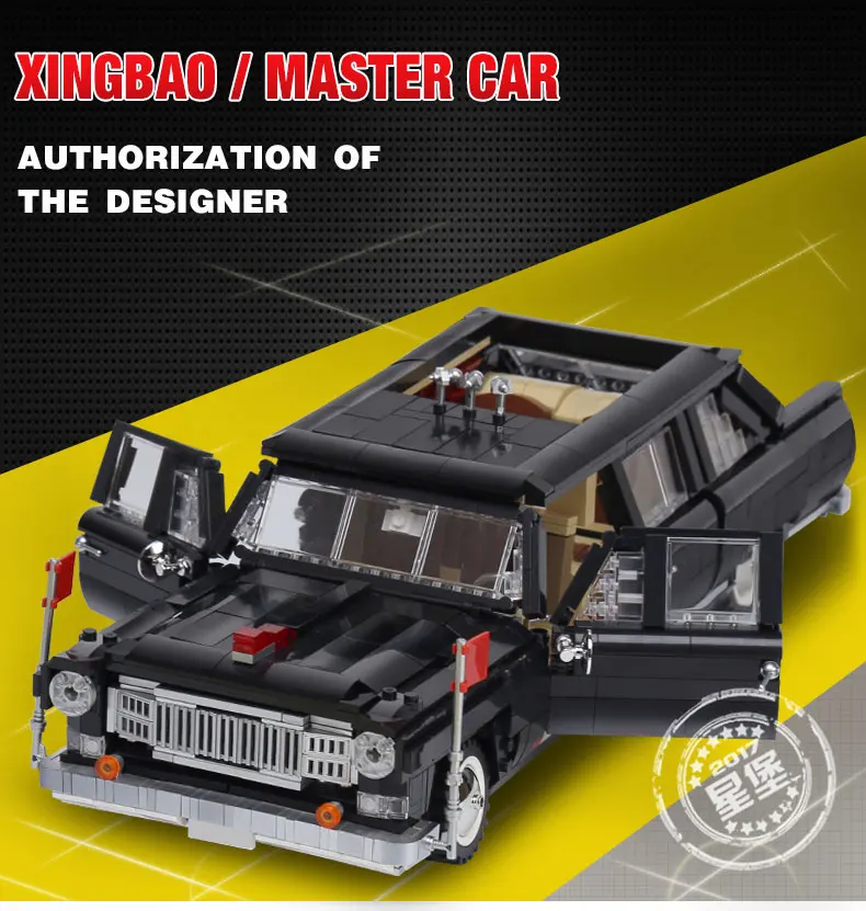 

XingBao 03003 оригинальные креативные строительные блоки серии MOC Technic, набор для сборки автомобилей HongQi Master, строительные блоки, детали для творч...