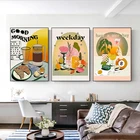 Настенная картина для еды, рисунок на холсте, хлеб, напитки, фрукты, десерт, декоративное изображение, Современное украшение для столовой