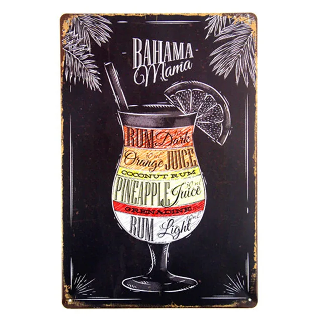 

Cocktail/Beer/Margarita Shabby Chic Metal Tin Sign Wall Decor Vintage Metal Crafts Bar Home Decor Plaques Art Iron Painting