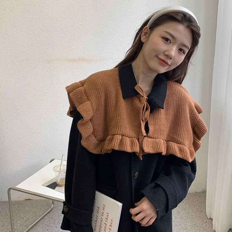 

Fall and WInter Women Shirt Fake Collar Shawl Removable Half Shirt Knitted Fake Collar False Collar Woman Detachable Collars