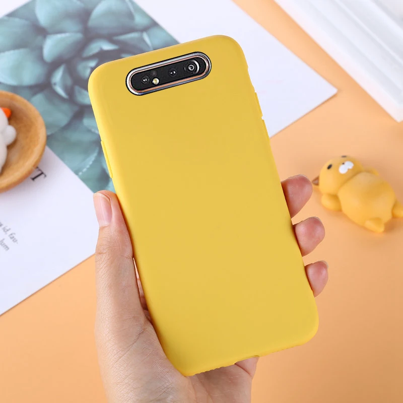 000 Yello ТПУ чехол для samsung Galaxy A80 силиконовый милый для samsung задняя крышка A 80 A805F A50 A70 A10 A20 A10S A40 протектор черный - Цвет: 000