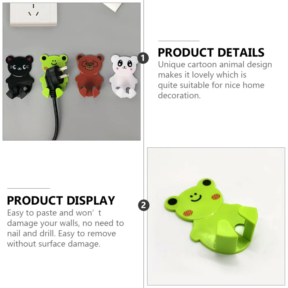 

8Pcs Power Cord Storage Hooks Cartoon Adhesive Hooks Socket Hooks for Home