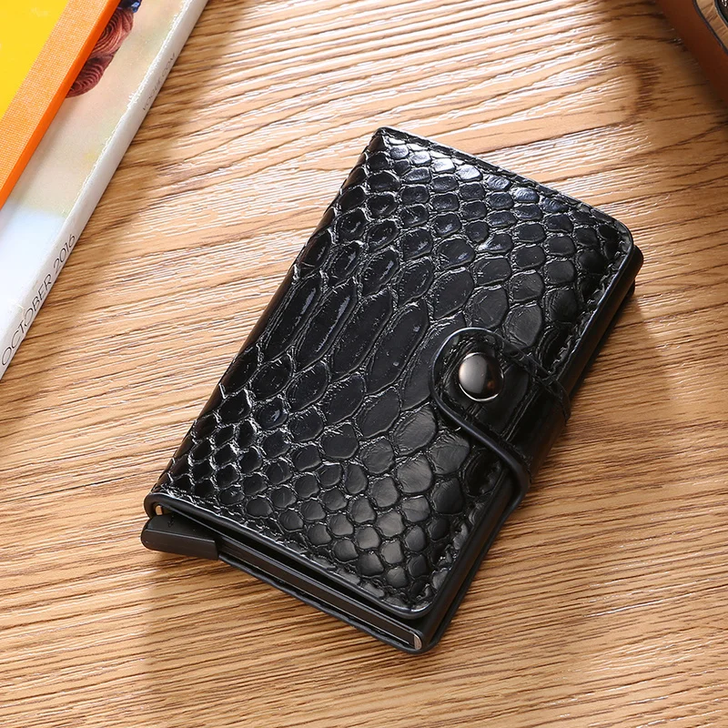 

Rfid Blocking ID Credit Card Holder Case Wallet Crocodile Business Bank Card Holder Bag Pink Minimalist Automatic Metal Wallet