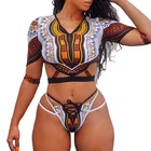 Африканский Дашики с принтом, бикини с коротким рукавом 2022, женский купальный костюм, женские стринги, одежда для плавания, комплект бикини из двух предметов, купальный костюм для женщин