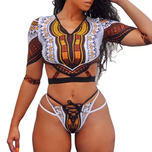 Африканский Дашики с принтом, бикини с коротким рукавом 2022, женский купальный костюм, женские стринги, одежда для плавания, комплект бикини из двух предметов, купальный костюм для женщин