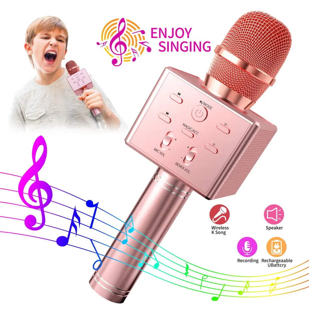 Беспроводной микрофон для караоке портативный Bluetooth-микрофон 3 динамика 15 Вт