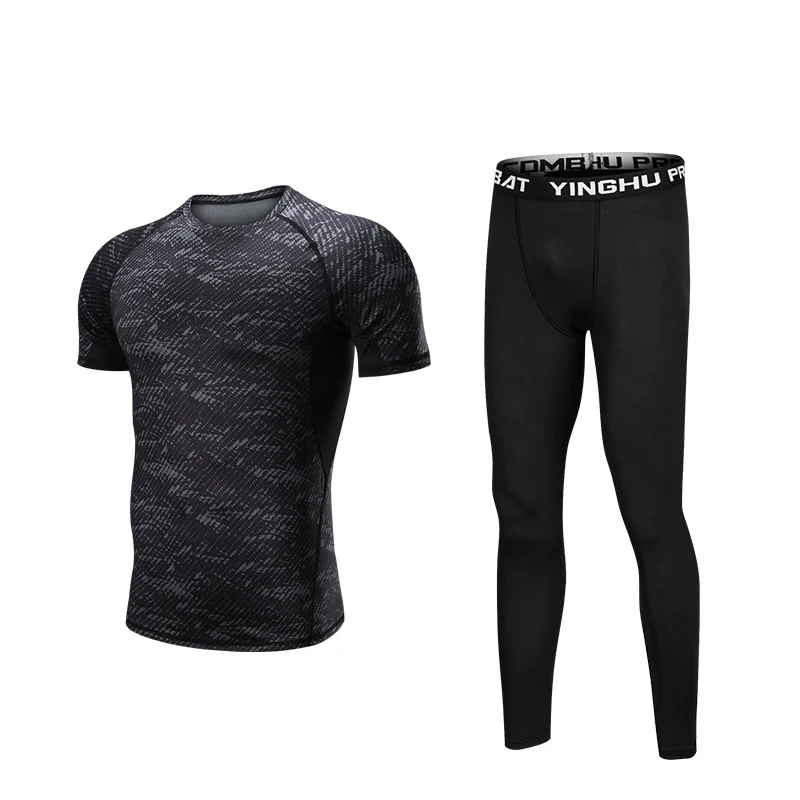 Shorttrousers Плюс размер 4XL мужские спортивные костюмы одежда для тренировок дышащий спортивный костюм компрессионные рубашки спортивная одежда для фитнеса спортзала спортивный комплект - Цвет: Shorttrousers