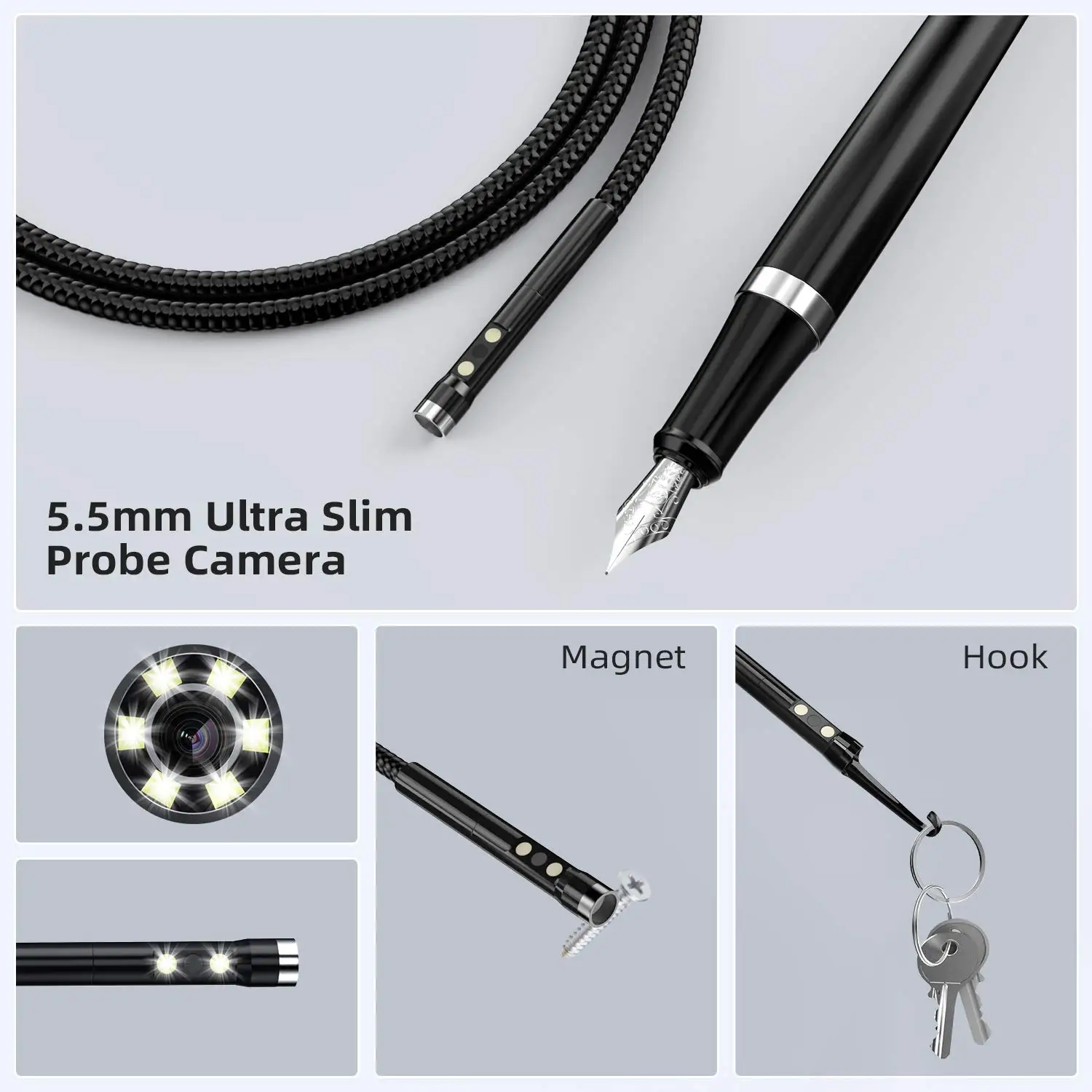 1080P 5 мм с двумя объективами промышленная камера-эндоскоп 2.0MP HD 4 3-дюймовым экраном