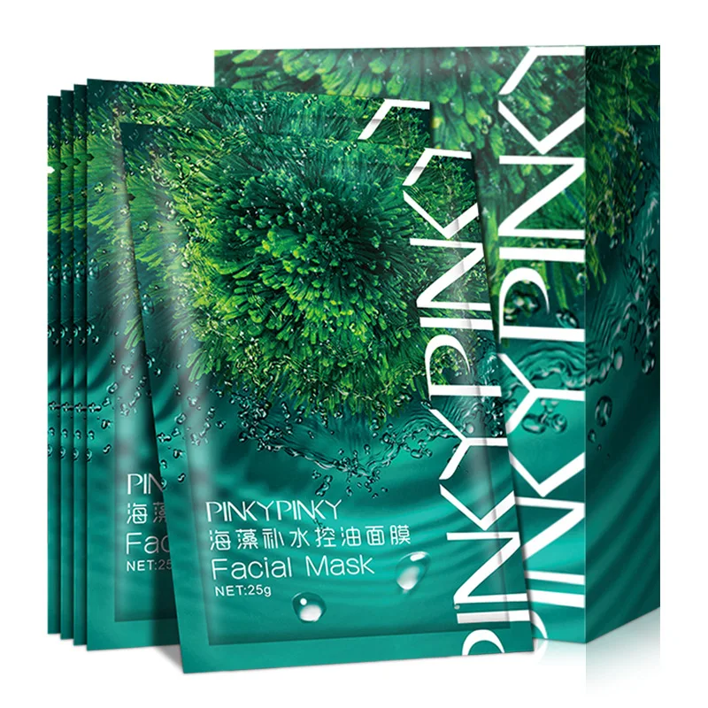 PinkyPinky Thailand seaweed mask silk 10-piece boxed pore shrinking hydrating oil control | Красота и здоровье