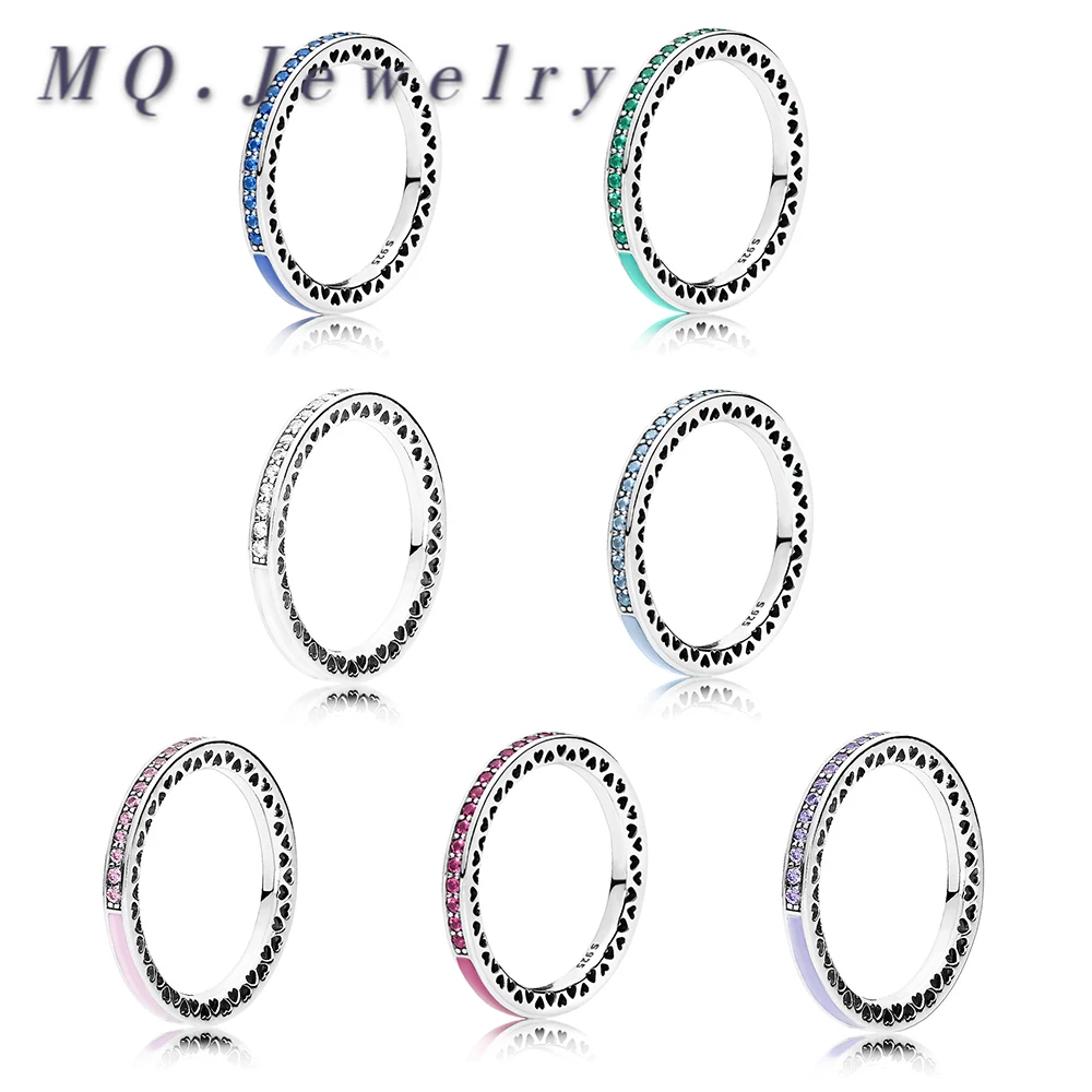 

Новинка, популярное 100% оригинальное модное ювелирное изделие из серебра 925 пробы, красочное Королевское кольцо с блестящими сердечками мят...