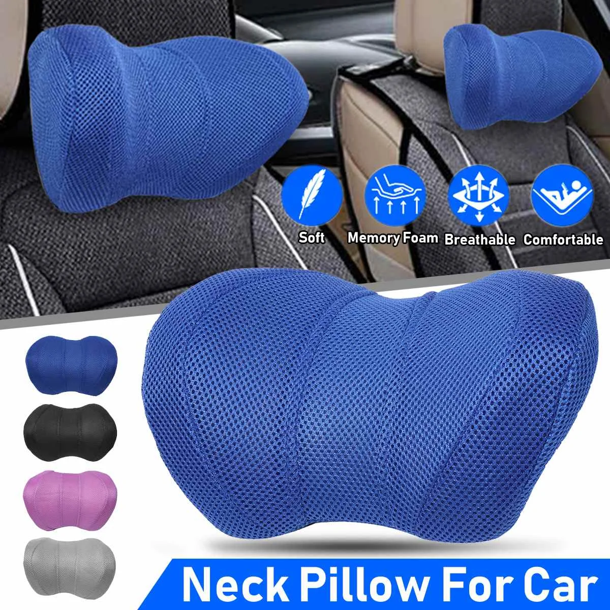 

Car Seat Head Neck Rest Massage Auto Pillow Space Memory Foam Neck Headrest Car Cover Vehicular Pillow Seat Headrest Accessories