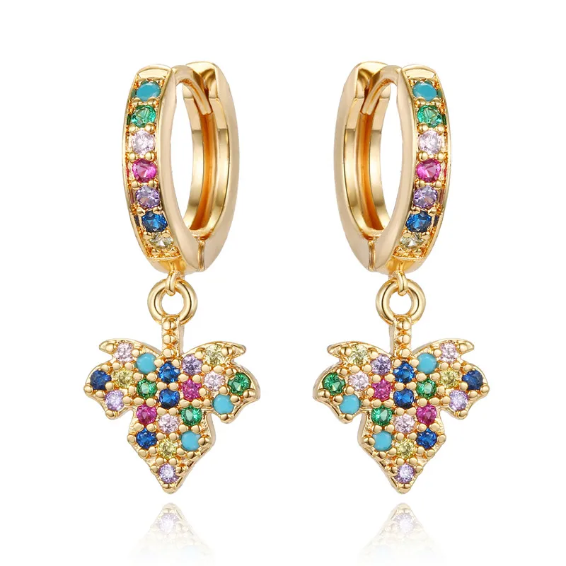 1 пара милых элегантных микро-инкрустационных циркониевых листьев кактуса