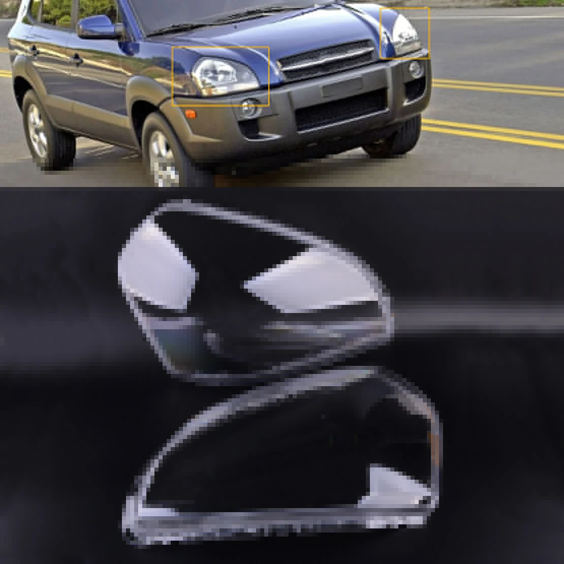 

Polycarbonate 1 Pair Left and Right Clear Headlight Headlamp Lens Lenses Cover Fit for Hyundai Tucson 2005 2006 2007 2008 2009