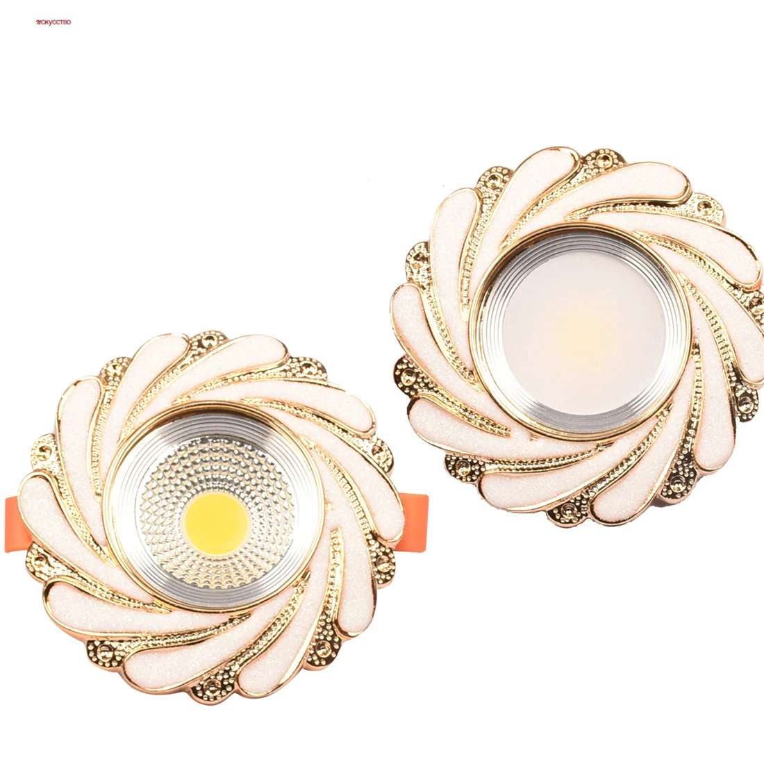 European Spiral Gold Powder White Resin Led Downlights 5W 7W 8Cm HOLE Living Room Restaurant Loft Corridor Embedded Spot Lamp